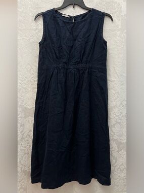 FLW Fog Linen Work Sleeveless Navy Blue Dress GUC One Size (See Measurements)